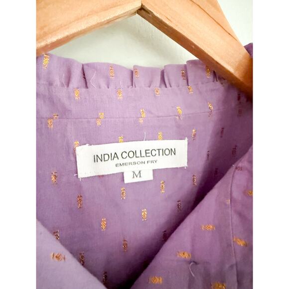 Emerson Fry India Collection | Emmaline Blouse Lavendula Gold Dot Lurex | Sz M - Picture 5 of 9